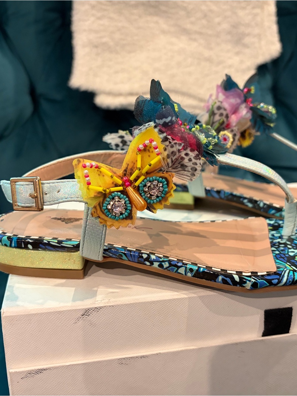 Betsey Johnson Multicolor Floral Embellished Sandals - Picture 3 of 5